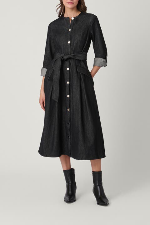 Leather Denim Mixed Media Jennings Dress