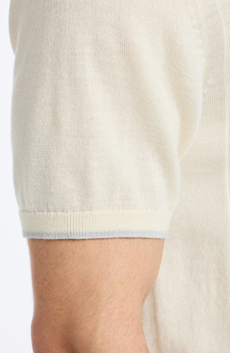 Robert Graham Edvan Short Sleeve Wool Blend Polo Sweater, Alternate, color, Off White