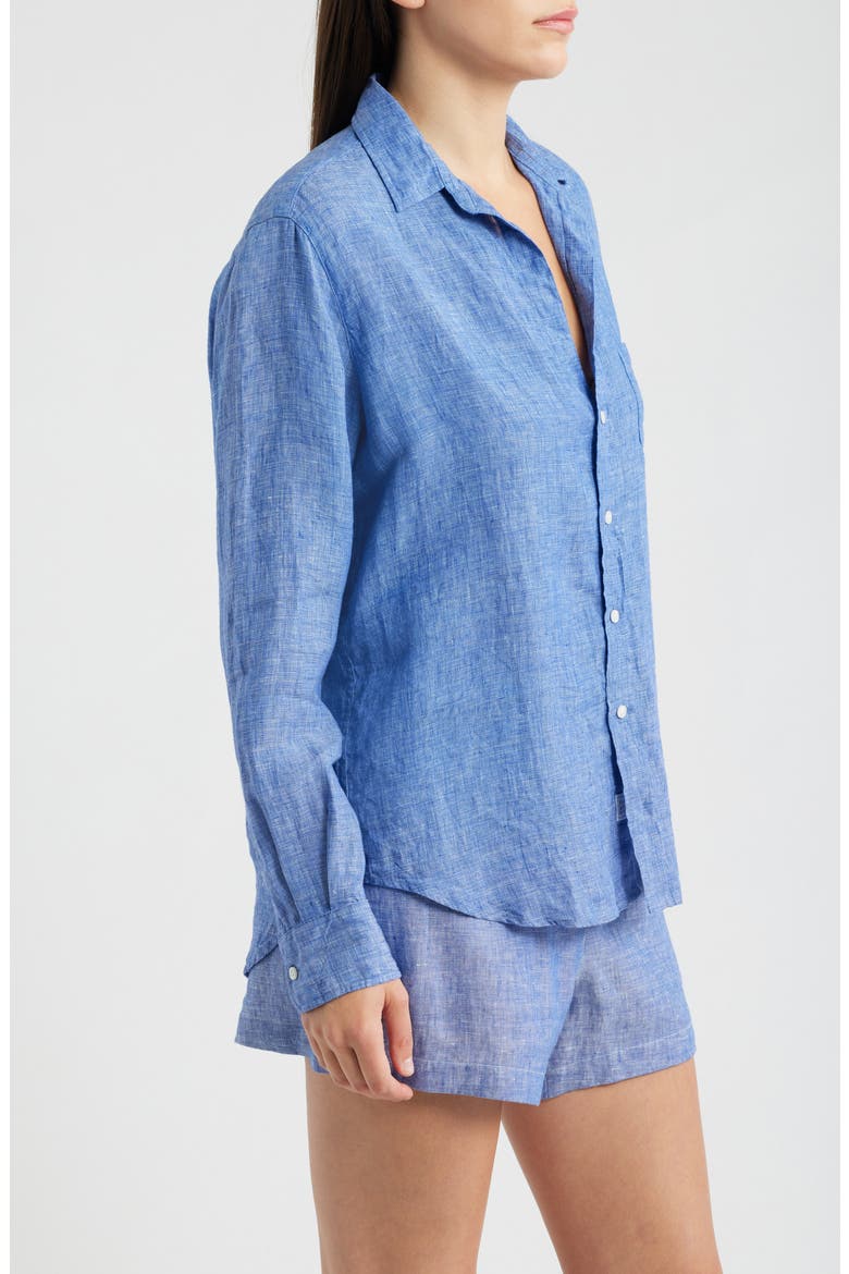 Relaxed Button-Up Shirt, Alternate, color, NAVY LINEN
