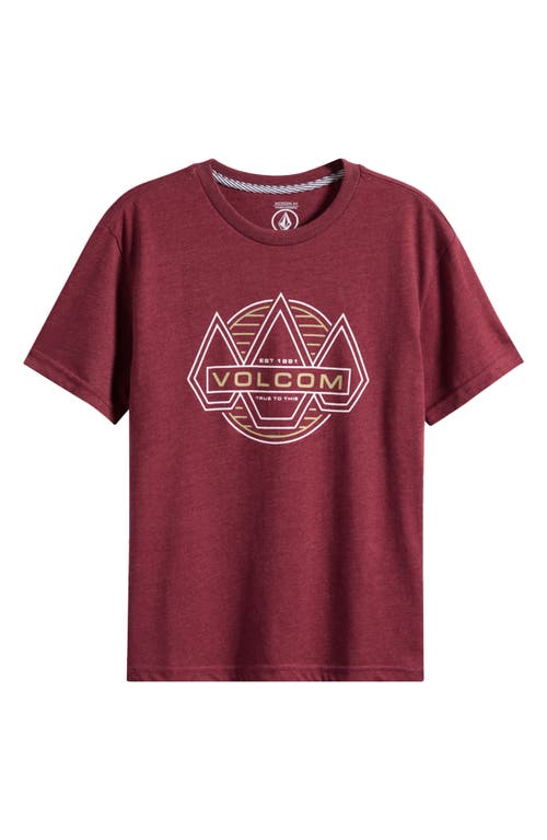Volcom Kids' Walker Cotton Graphic T-shirt In Burgundy