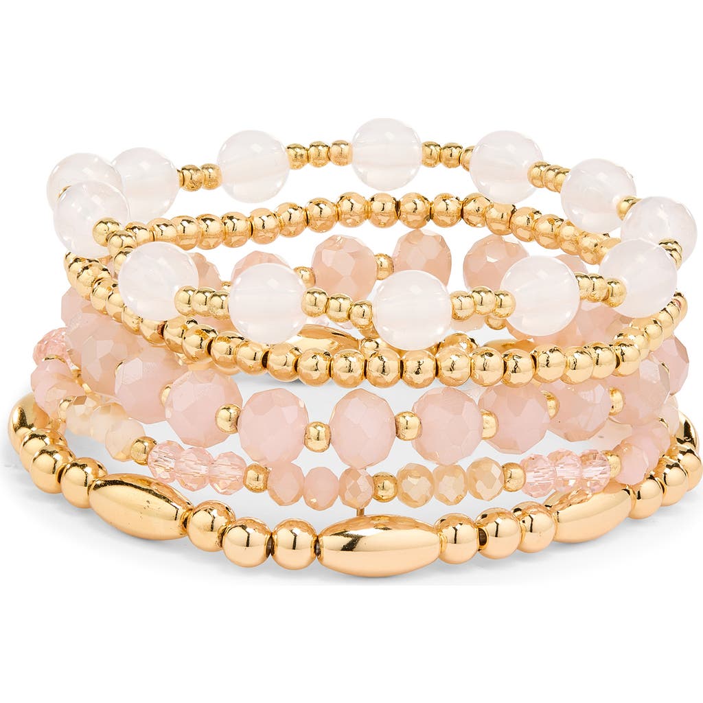 NORDSTROM RACK Assorted 5-Pack Stretch Bracelets in Pink- Gold at Nordstrom Rack