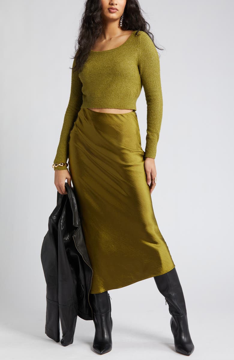 Open Edit Cotton Blend Crop Sweater, Alternate, color, 