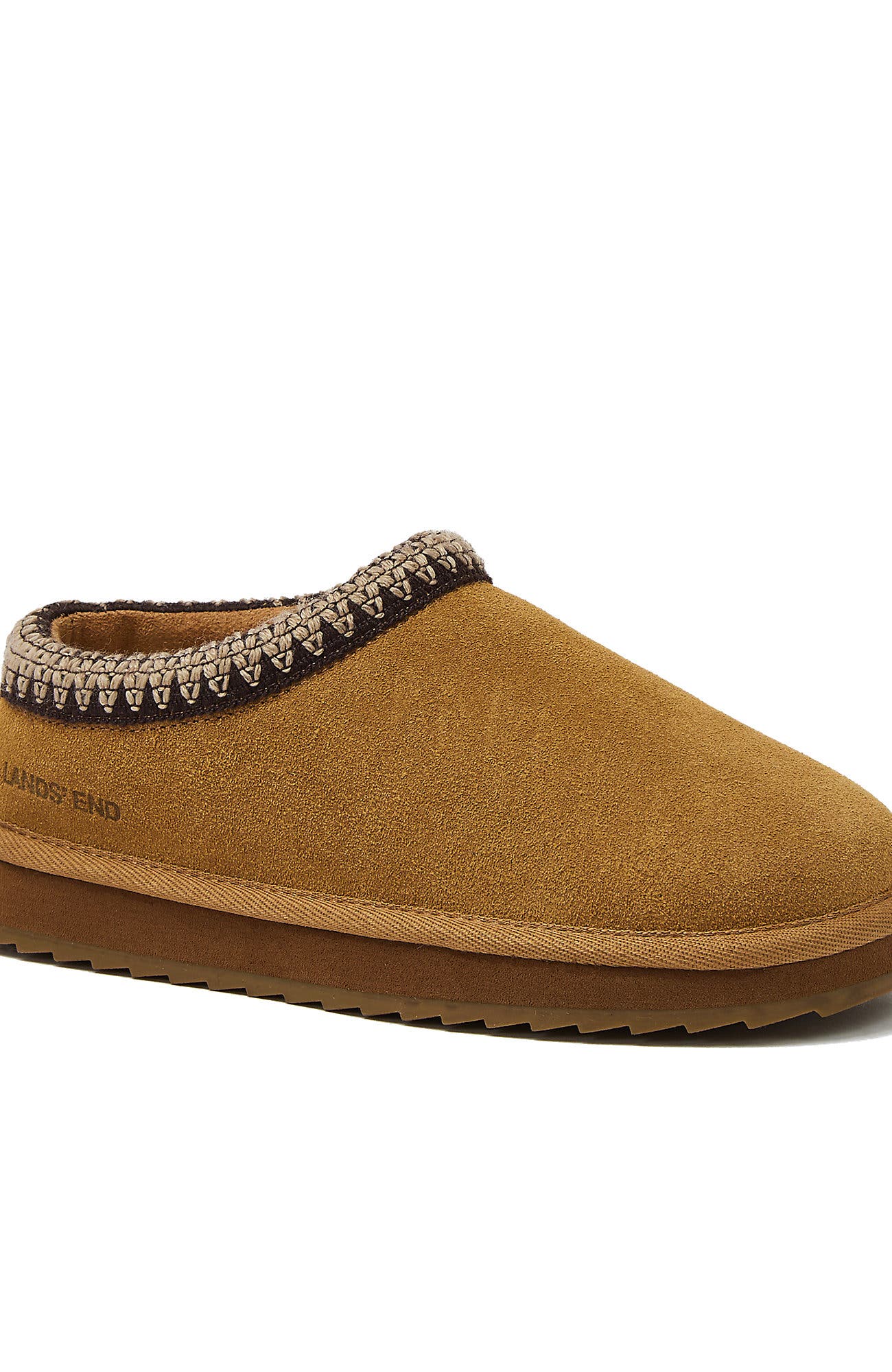 Lands' End Kids Suede Hearth Slippers, Main, color, English Tan