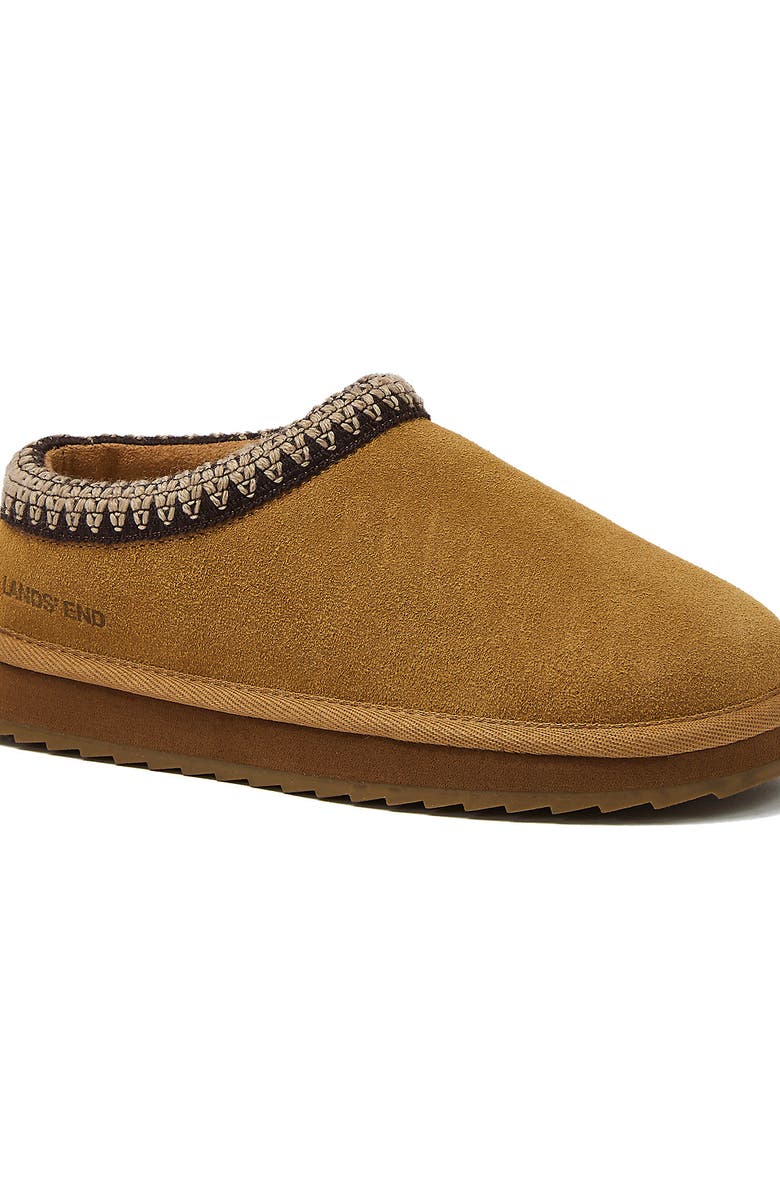 Lands' End Kids Suede Hearth Slippers, Main, color, English Tan
