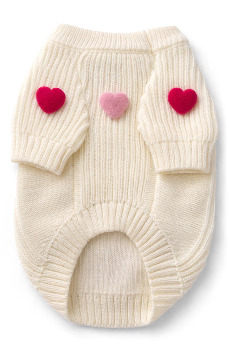 Found My Animal Heart 3D Icon Rib Dog Sweater, Alternate, color, Cream