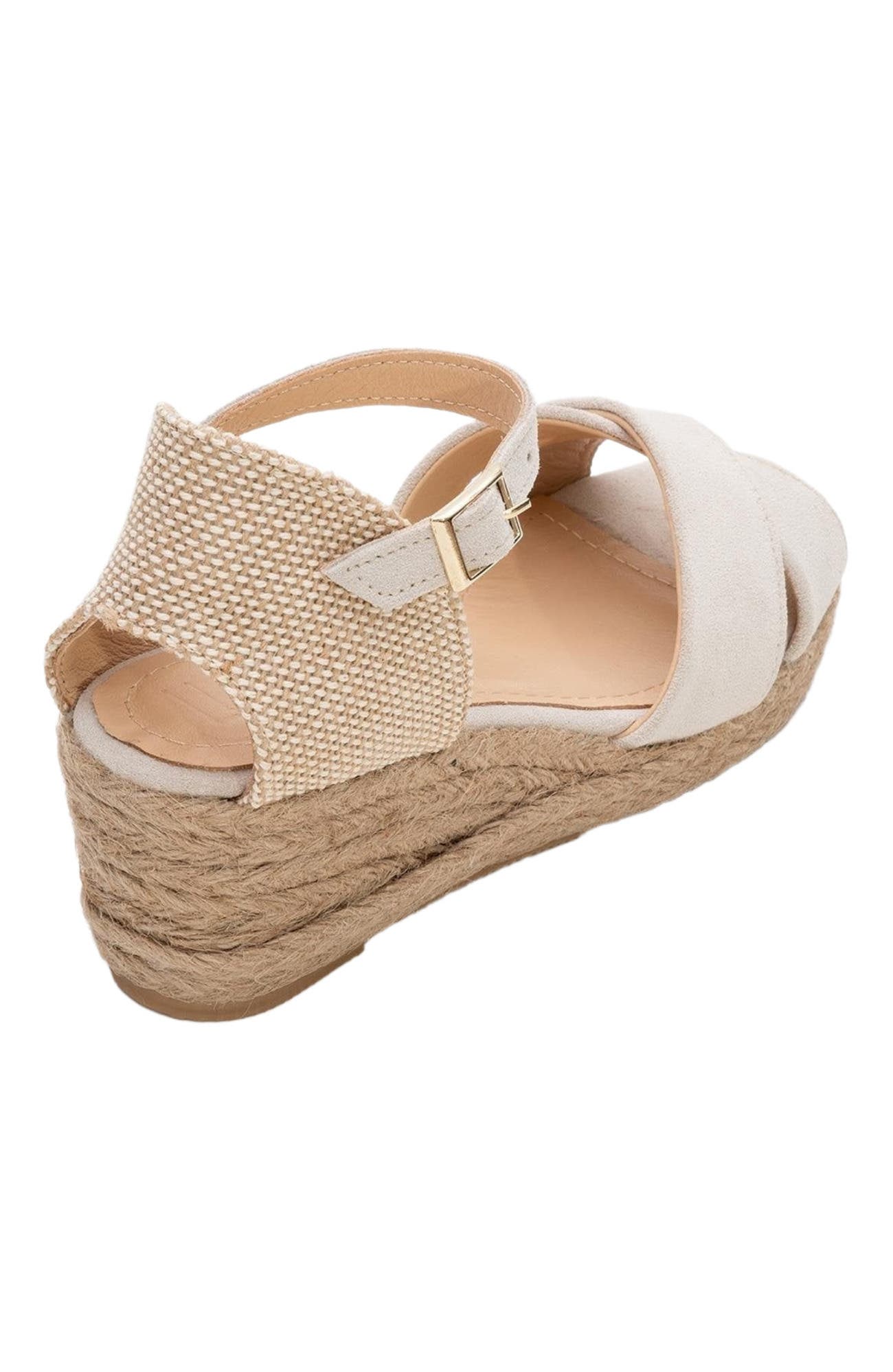 Forever & Always Shoes Miria Leather Platform Espadrille, Alternate, color, Beige Suede Leather