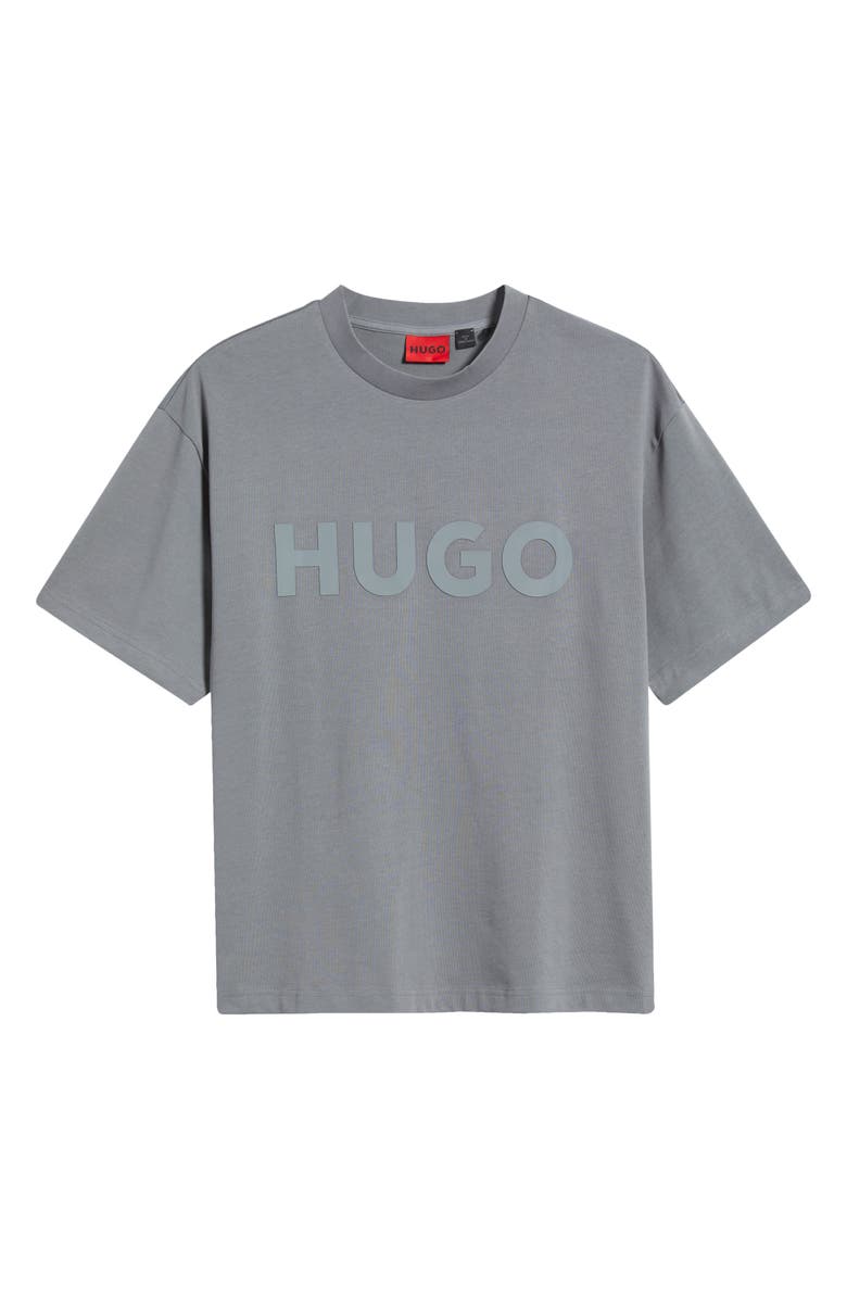 HUGO Logo Cotton Graphic T-Shirt, Alternate, color, Open Grey