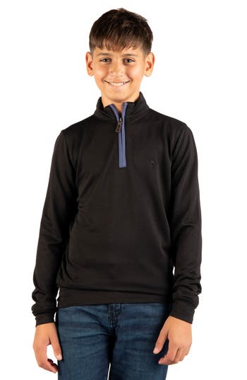 Tailorbyrd Kids' Modal Quarter Zip Sweater In Black