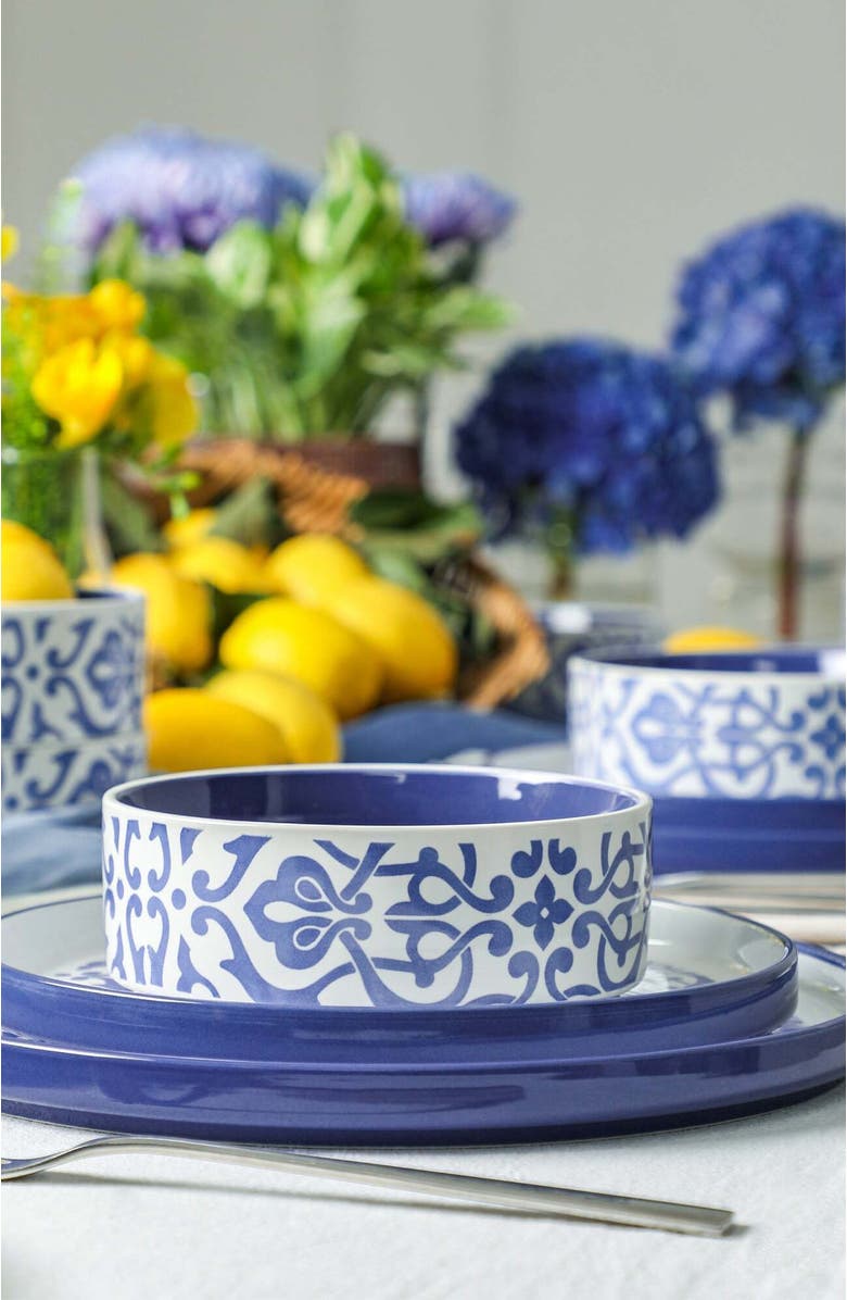 Stone Lain Tropea Stoneware 12-Piece Dinnerware Set, Alternate, color, Blue