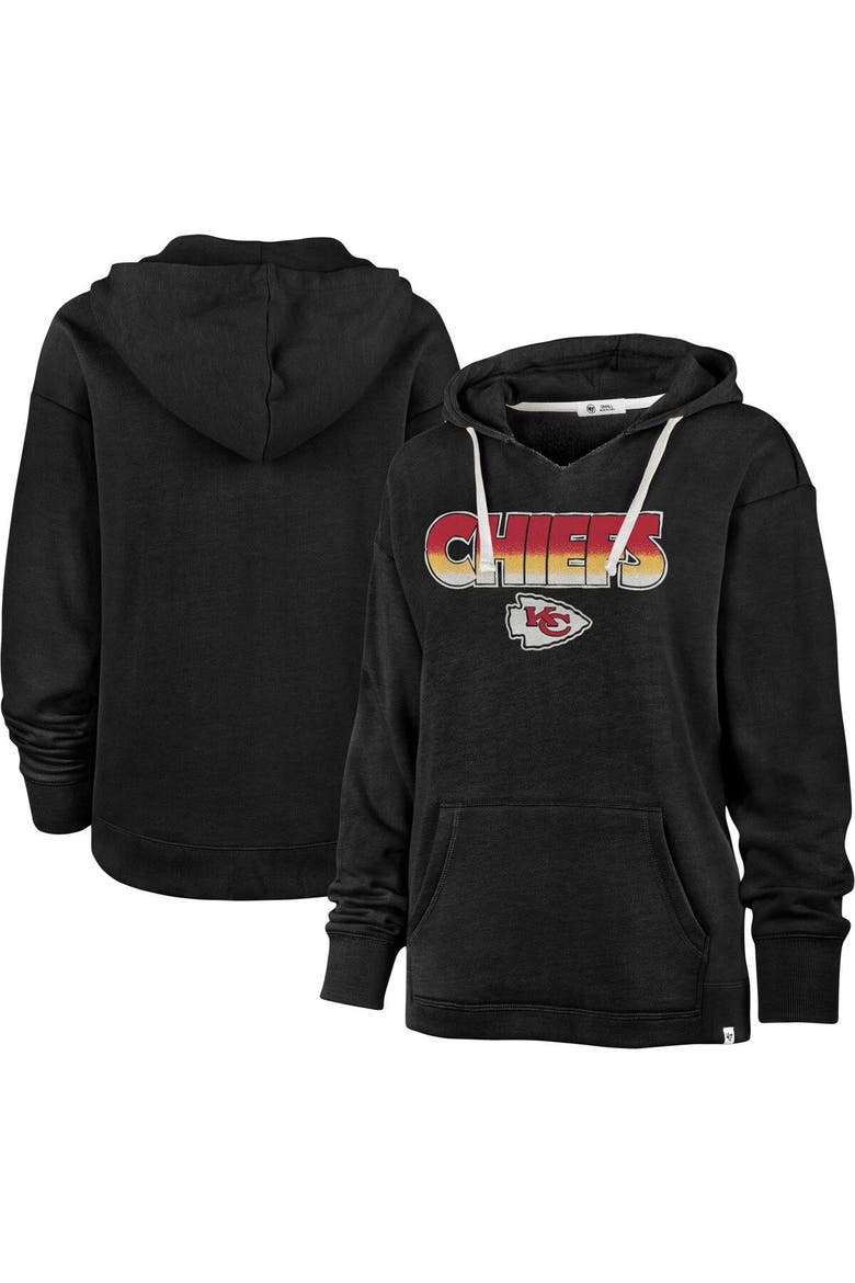 Women's '47 Black Kansas City Chiefs Color Rise Kennedy Pullover Hoodie, Main, color, Black
