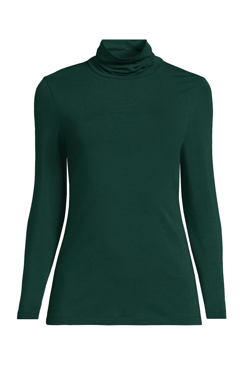 Plus Size Lightweight Jersey Long Sleeve Turtleneck, Alternate, color, Pine