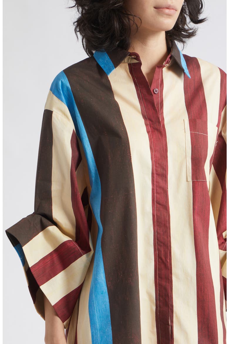 Nico Stripe Stretch Cotton Shirtdress, Alternate, color, CAFE STRIPE