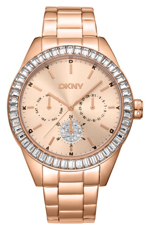 Crystal Bezel Three Hand Quartz Bracelet Watch, 40mm