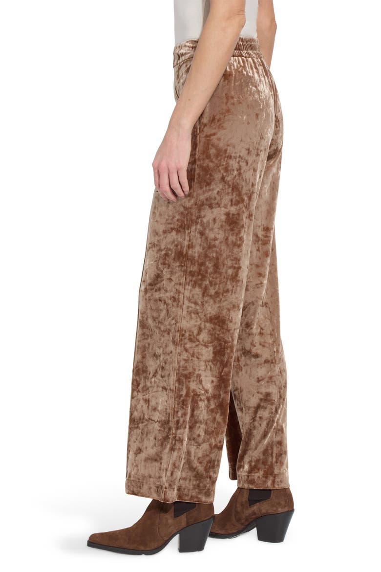 Crushed Velvet Wide Leg Pants, Alternate, color, LUX CAMEL