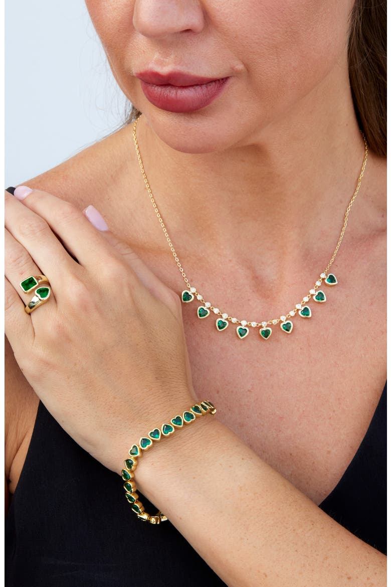 Bezel Set Heart Bracelet, Alternate, color, YELLOW GOLD
