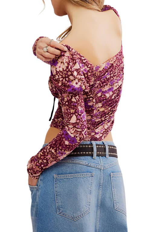 Free People Layer It On Me Ruched Crop Top In Red Combo