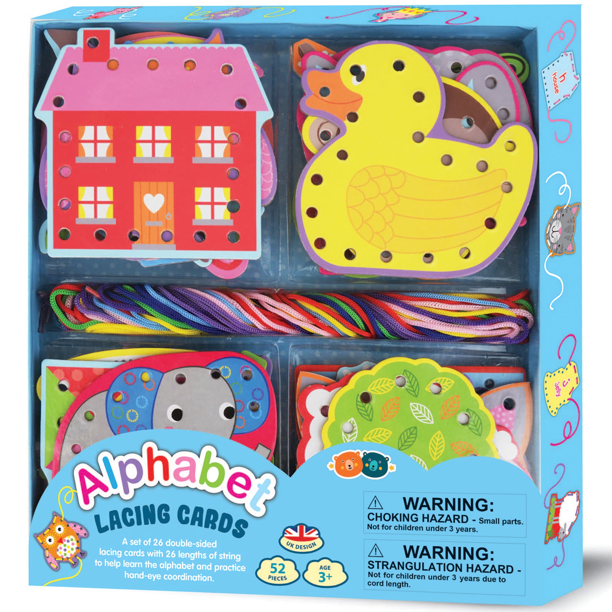 Buddy & Barney Alphabet Lacing Cards 52Pc Ages 3+ in Multicolored 