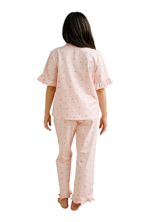 NOON NOON STRETCH COTTON RUFFLE PAJAMA SET