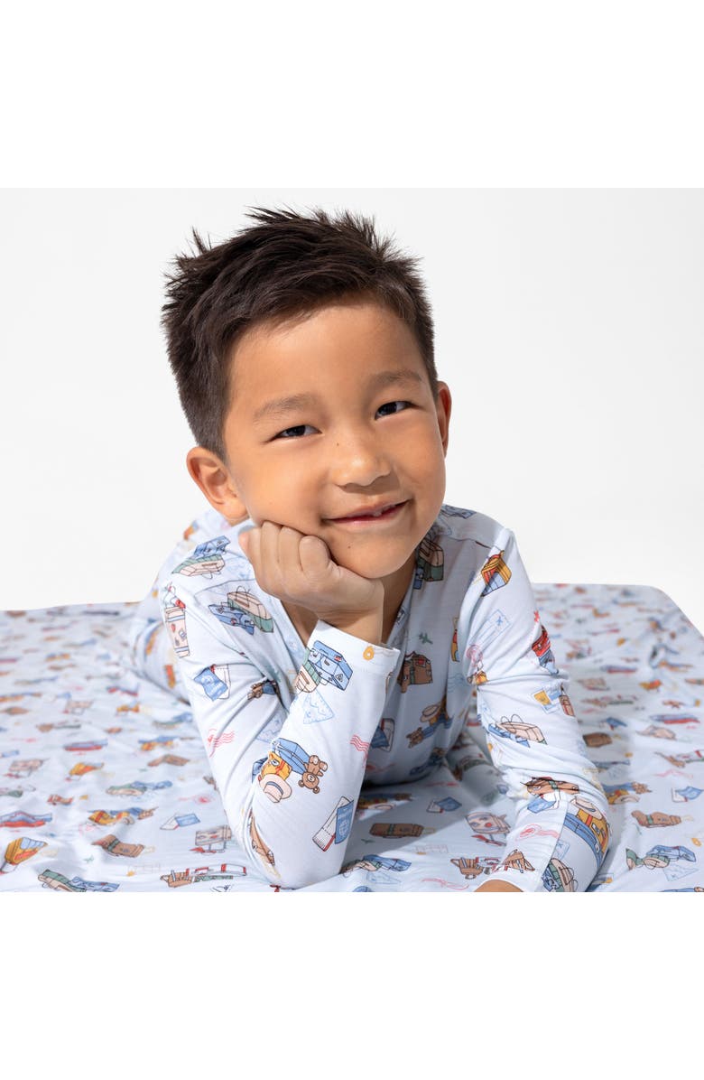 Bellabu Bear Kids' Vintage Suitcases Set of 2 Piece Pajamas, Alternate, color, Vintage Suitcases