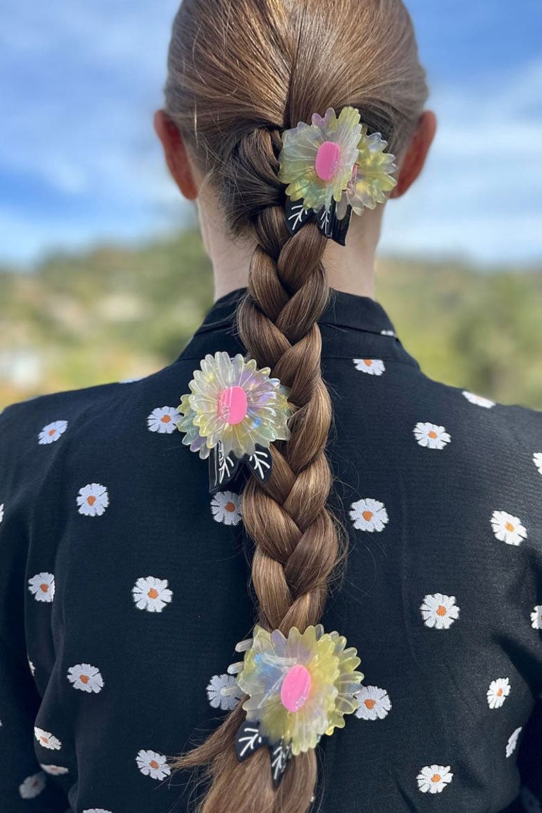 White Flower Hair Claw, Alternate, color, Yellow