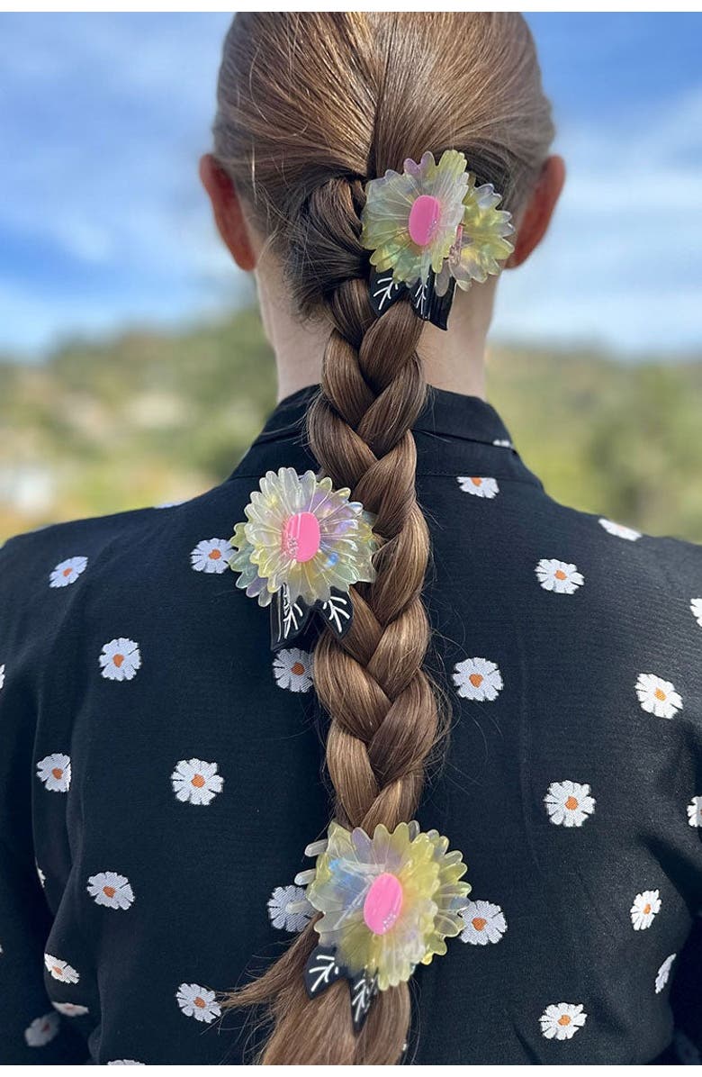 Centinelle White Flower Hair Claw, Alternate, color, Yellow