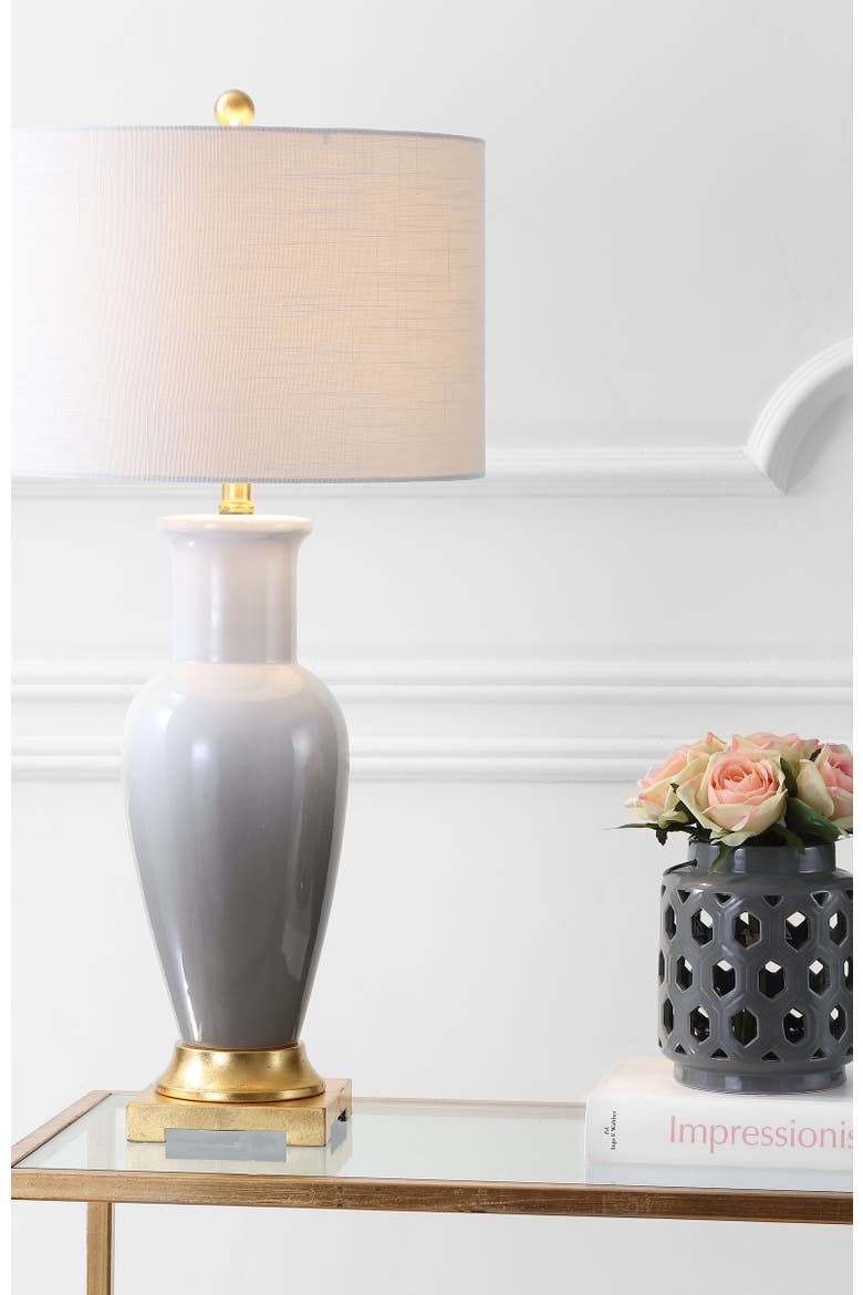 Dip Dye 31.5" Ceramic LED Table Lamp, Alternate, color, White/Gray