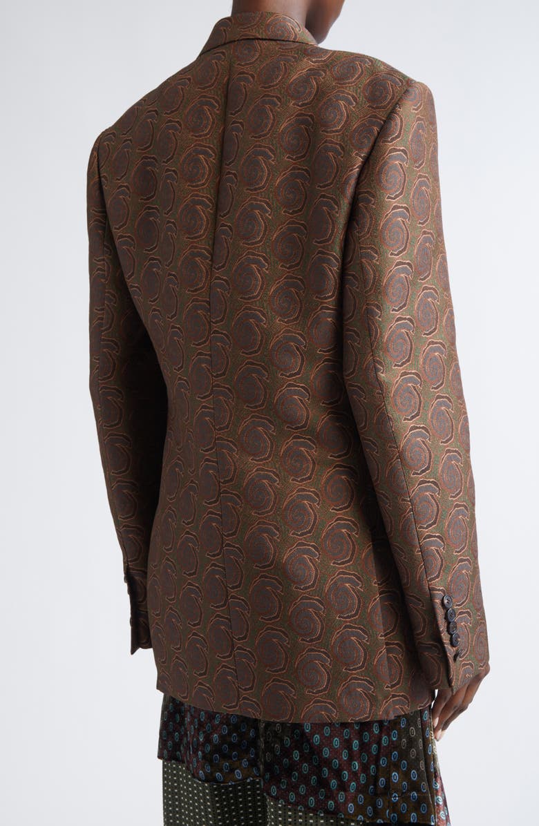 Dries Van Noten Bafya Abstract Swirl Double Breasted Blazer, Alternate, color, Bottle
