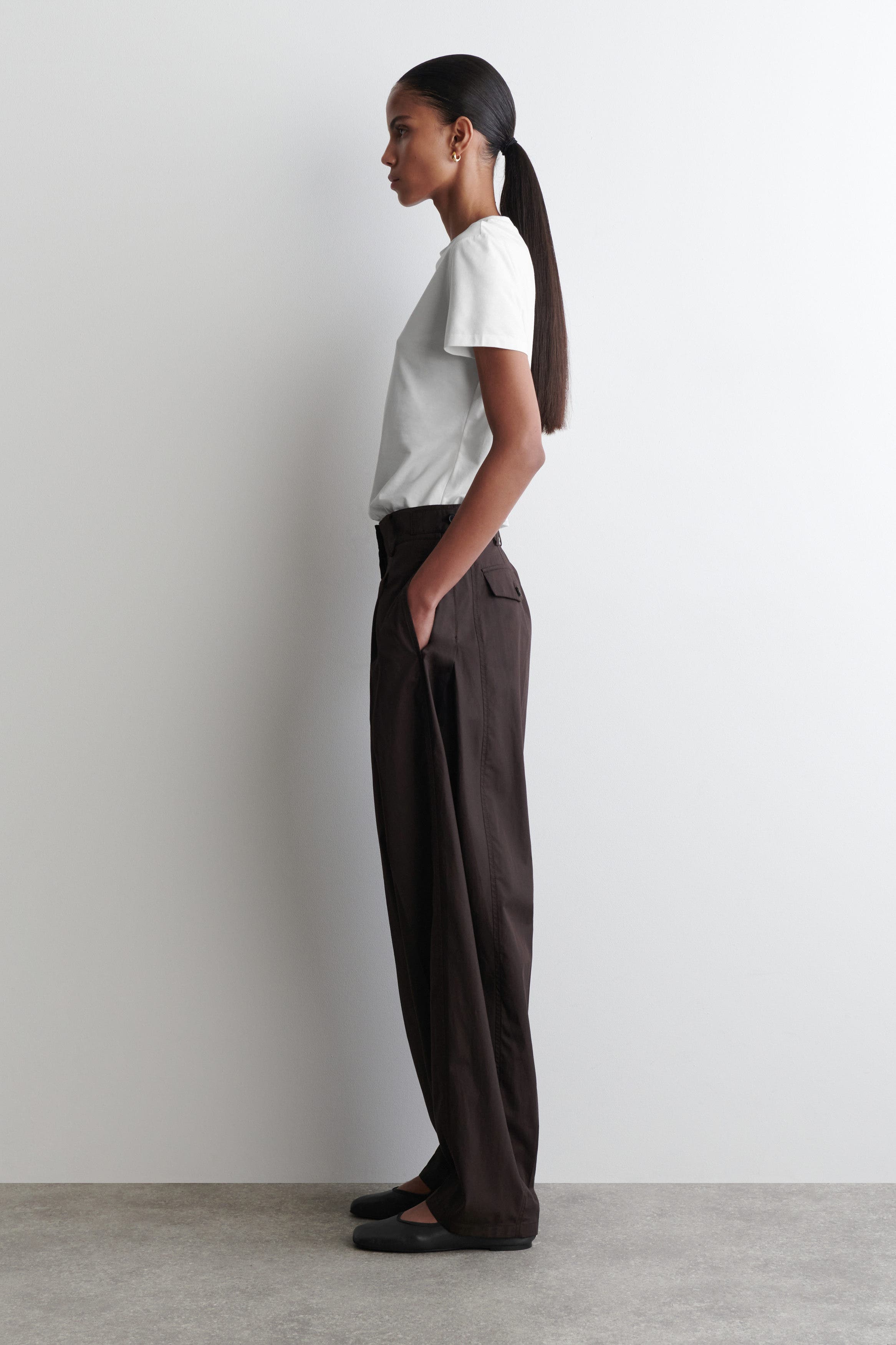 Pleated Cotton Barrel-Leg Trousers - image 2