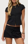 EDIKTED Yelena Lace Trim Button-Up Top