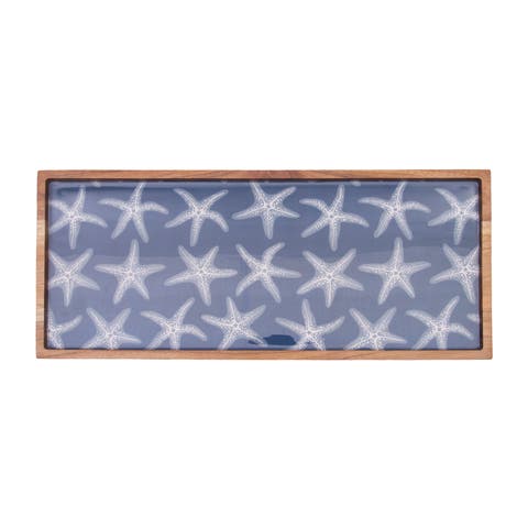 Sea Star Beach Coastal Wood Novelty Rectangle Serving Tray