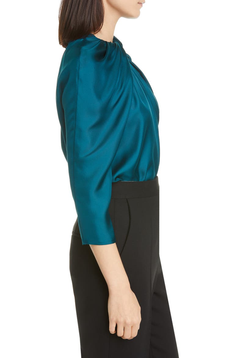 Star Twist Neck Silk Blouse, Alternate, color, TEAL