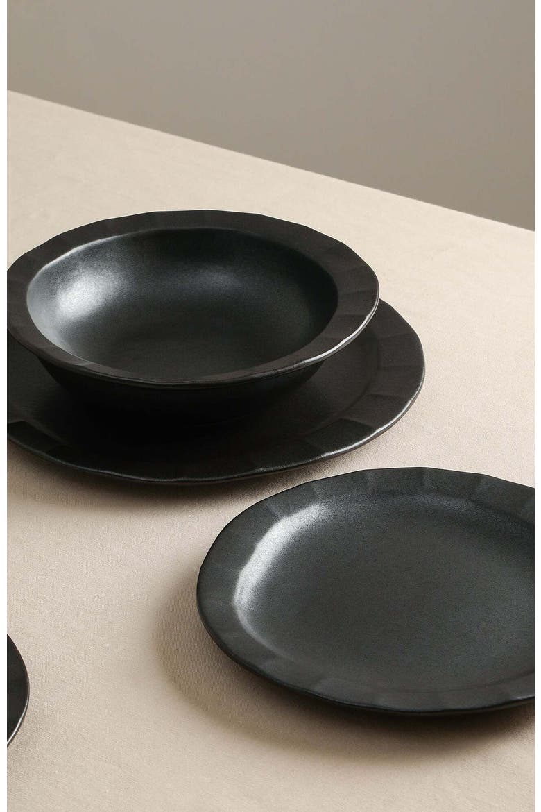 Oasis Stoneware 4-Piece Dinner Plate Set, Alternate, color, Black
