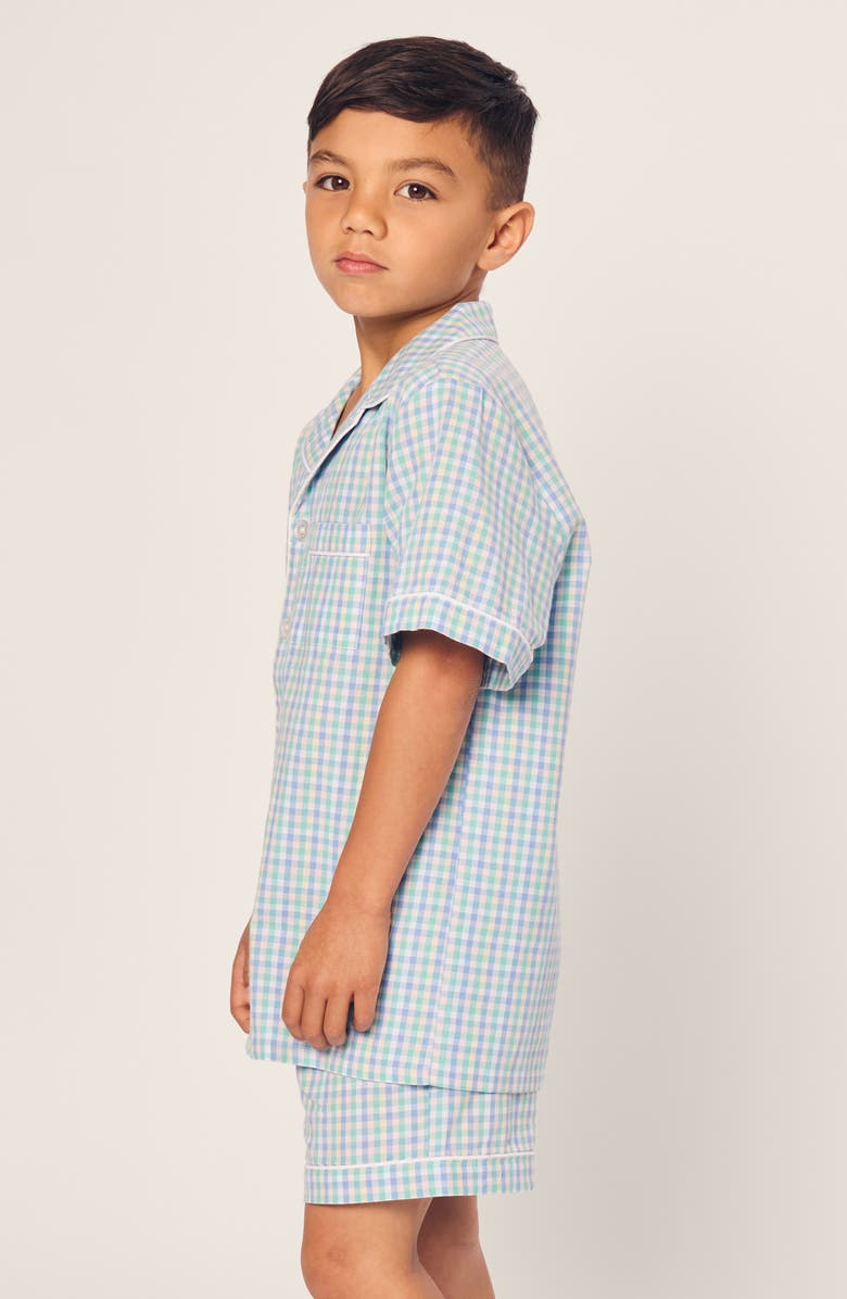 Petite Plume Kids' Gingham Two-Piece Short Pajamas, Alternate, color, White