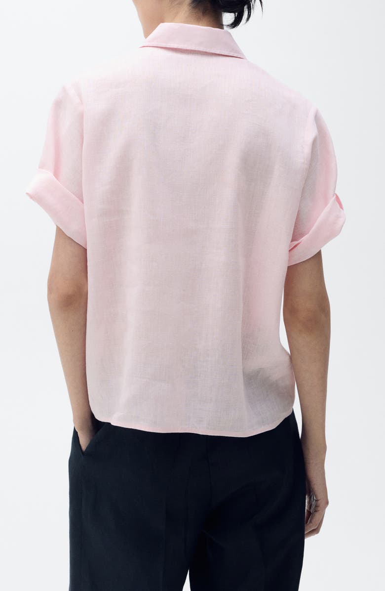 MANGO Pai Linen & Cotton Button-Up Shirt, Alternate, color, Light Pink