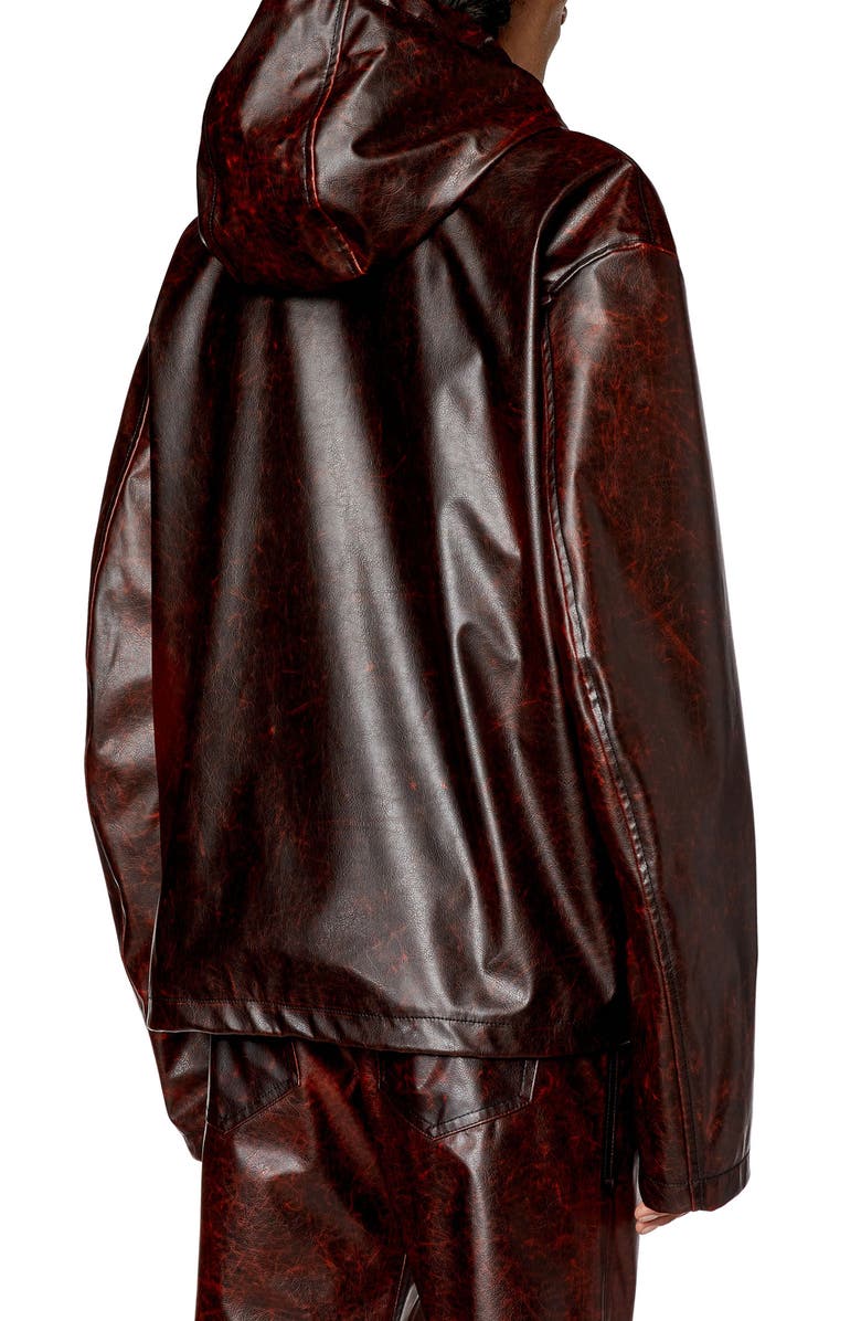 DIESEL<sup>®</sup> Ram Hooded Faux Leather Jacket, Alternate, color, 