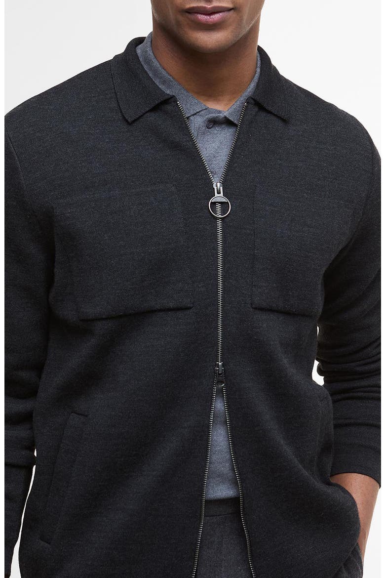 Croscombe Cotton & Merino Wool Blend Zip Cardigan, Alternate, color, CHARCOAL MARL