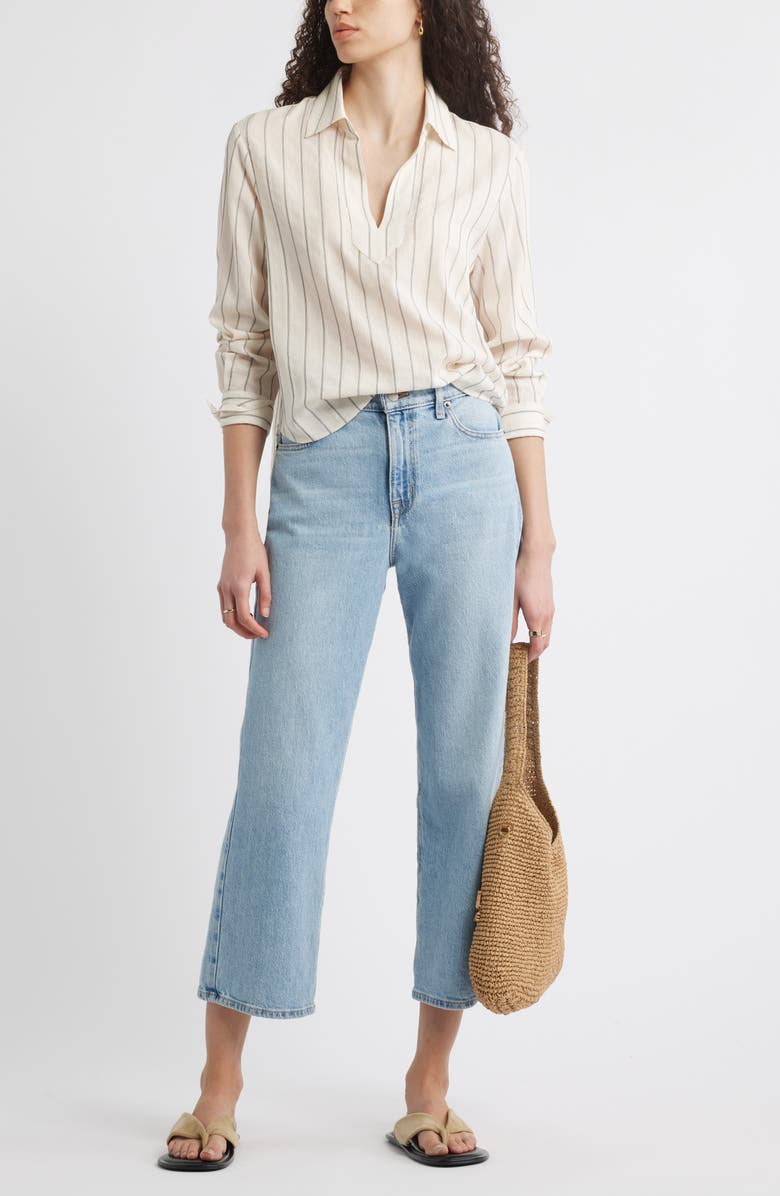 Nordstrom Stripe Popover Top, Alternate, color, Beige Burnt Mal Stripe