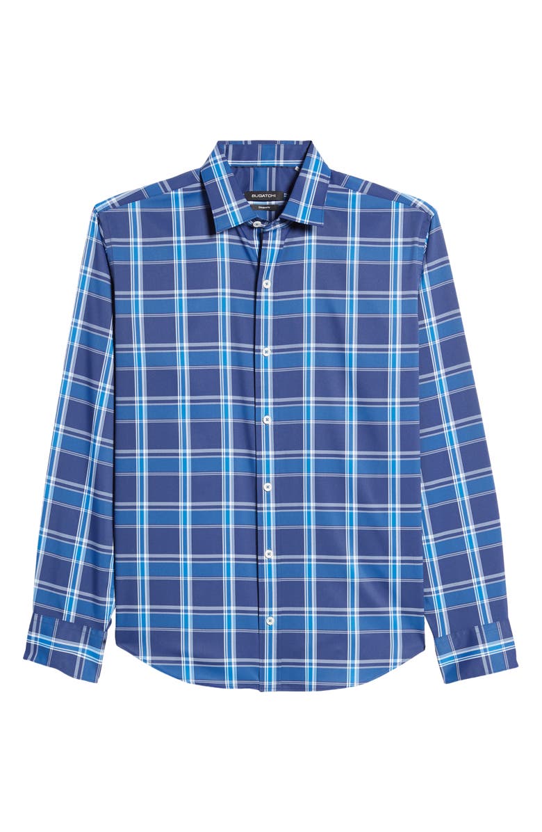 Bugatchi Shaped Fit Plaid Button-Up Performance Shirt, Alternate, color,