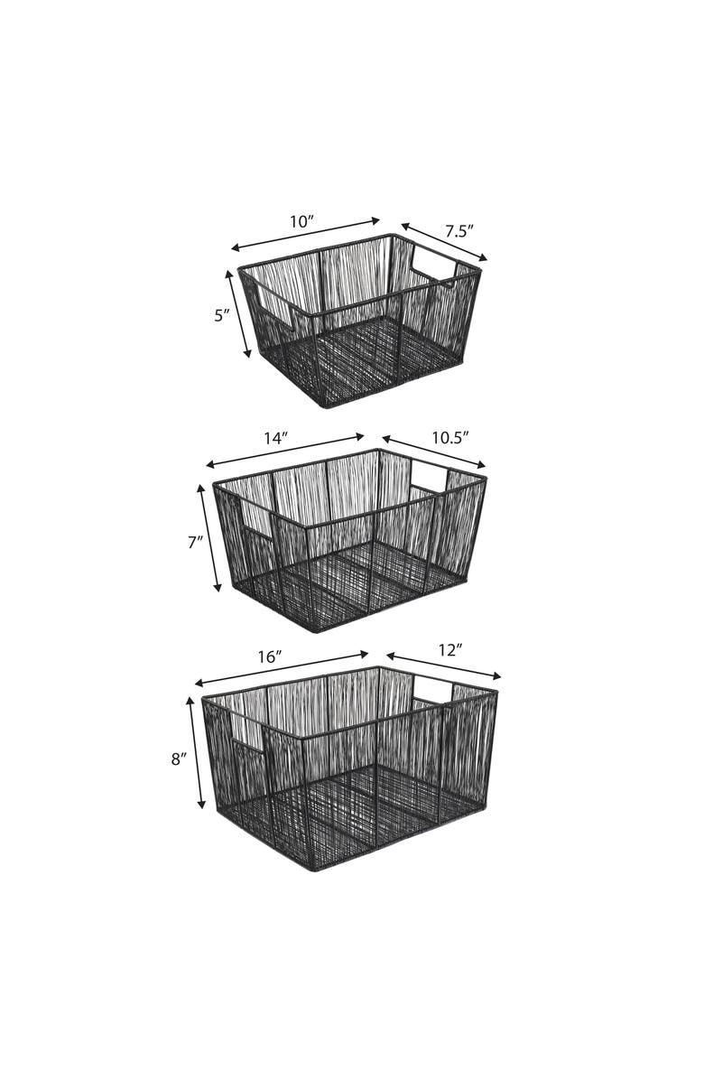 HAPPIMESS Sutton Modern Glam Handmade Wire Metal Nesting Storage Baskets, Alternate, color, Black