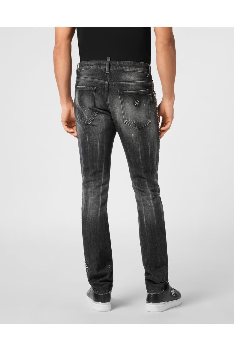 Denim Super Straight Cut Trousers Studs Men, Alternate, color, FogGrey