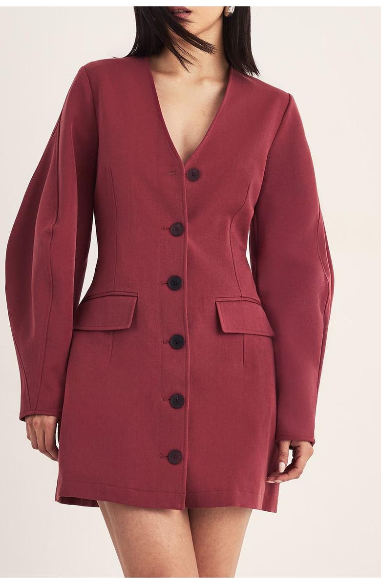 NASTY GAL Button Through Mini Blazer Dress, Alternate, color, Tobacco