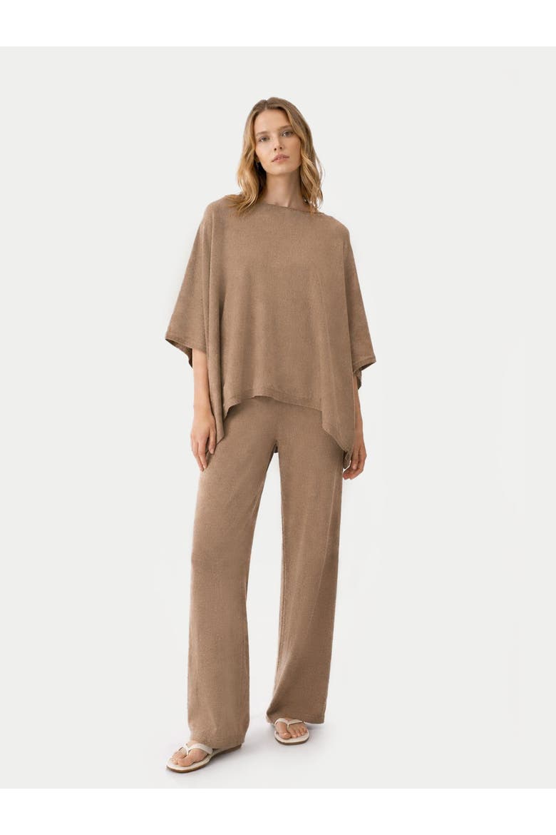 Boat-Neck Cashmere Poncho, Alternate, color, taupe