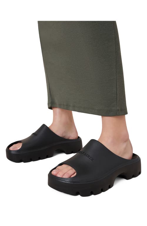 Allsaints Eclipse Logo-embossed Rubber Sliders In Black