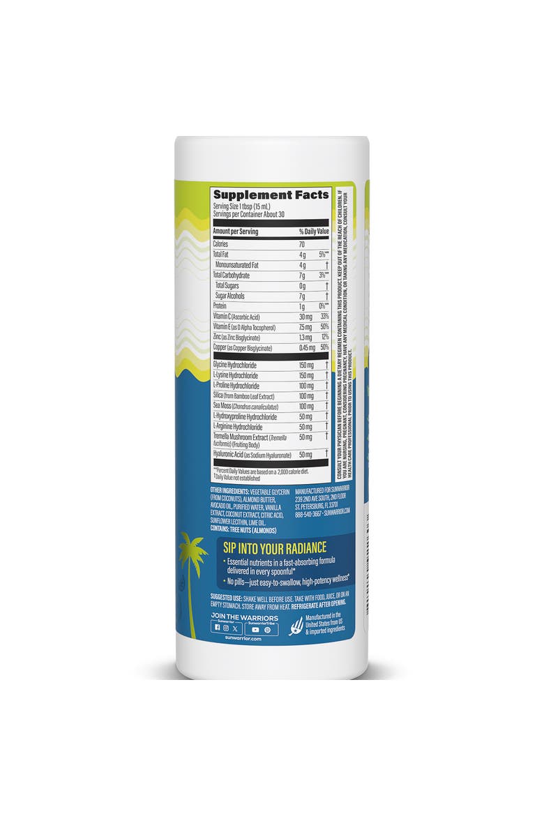Vegan Collagen Boost Liquid, Coconut Lime, 450ml Bottle, Alternate, color, No Color