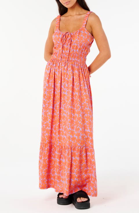 Neon Isles Tiered Maxi Dress