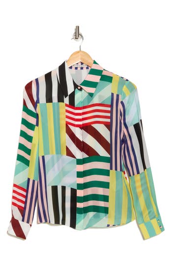 Alice And Olivia Alice + Olivia Willa Long Sleeve Silk Button-up Shirt
