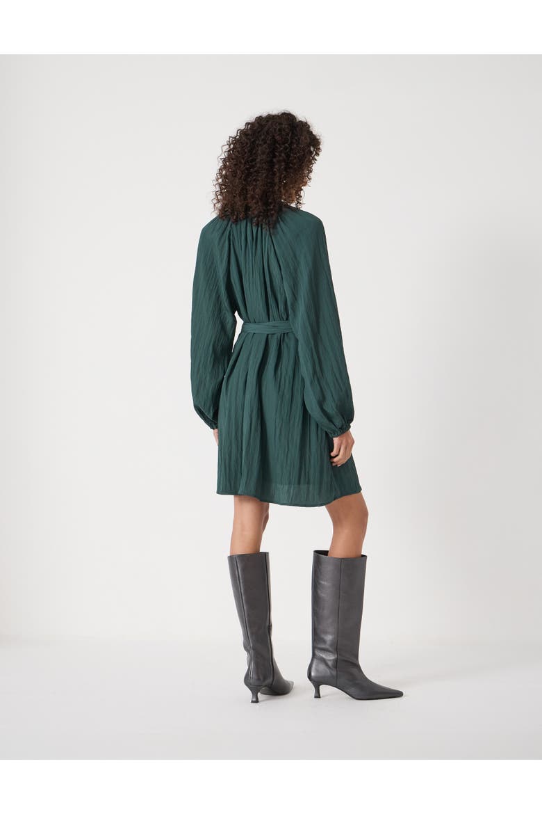 Ruffled Long Sleeve Mini Dress, Alternate, color, Teal Green