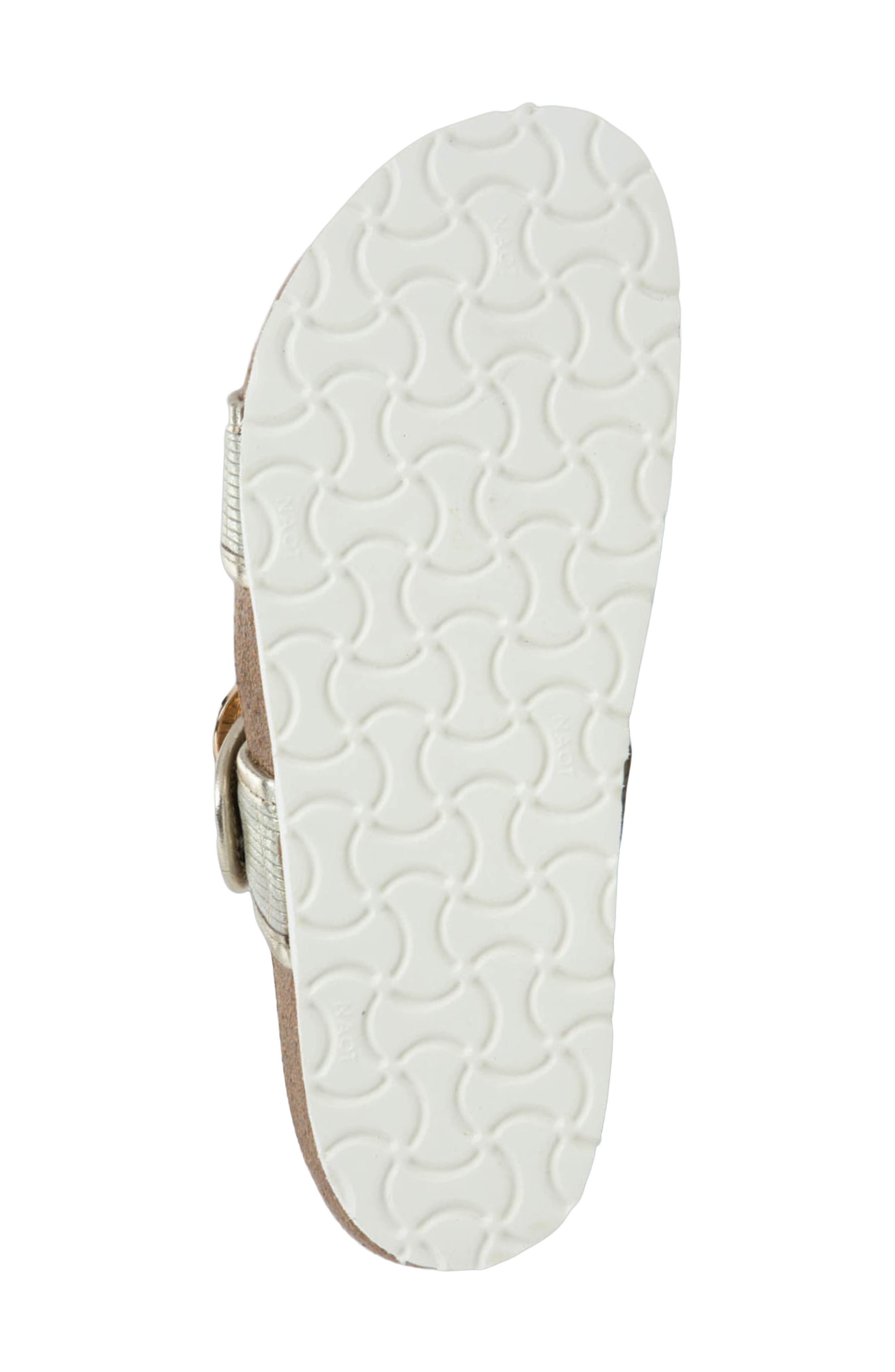 Naot Nashville Double Band Slide Sandal, Alternate, color, Platinum Strip W/ Gold