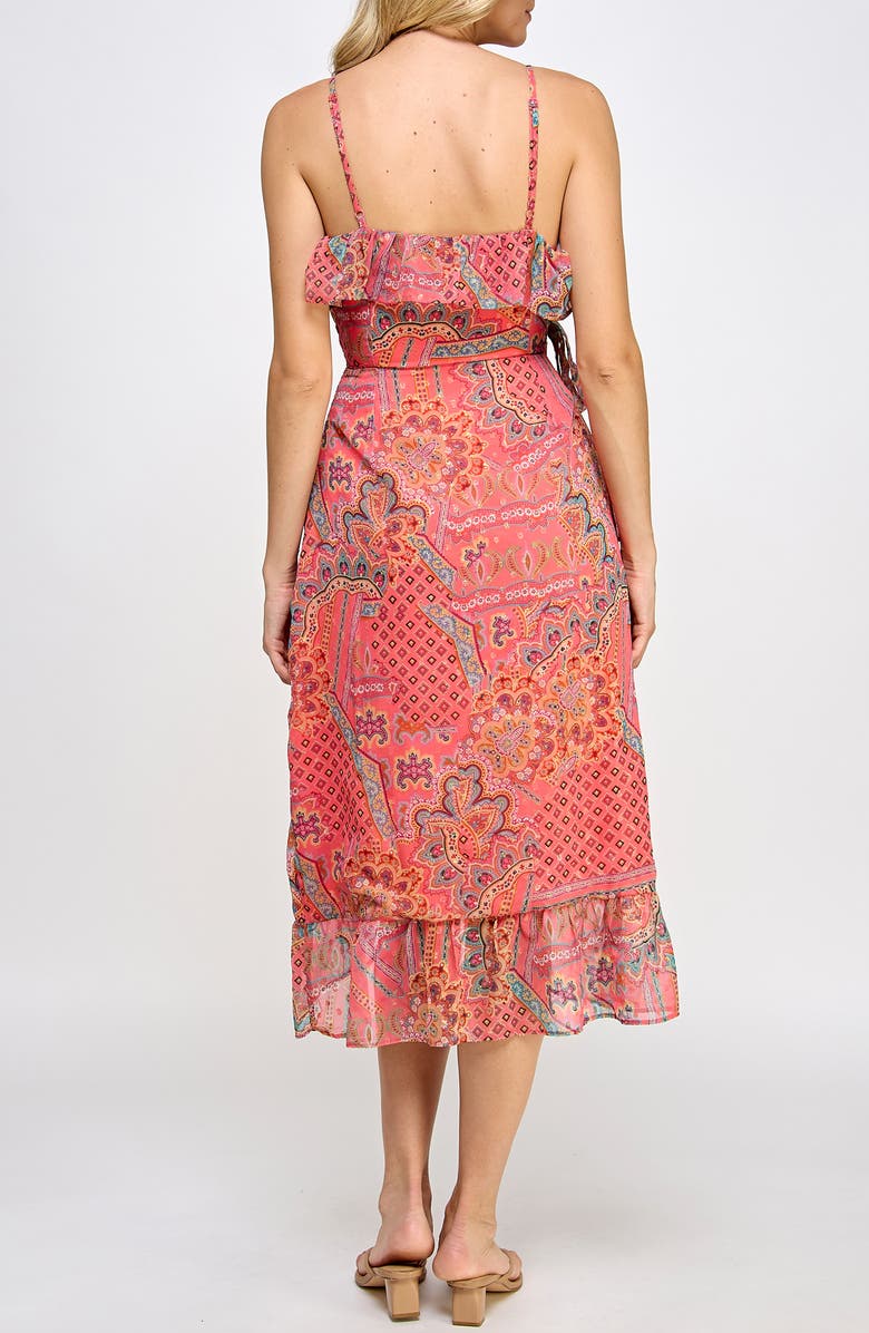 KOKO + MASON Ruffle Wrap Midi Dress, Alternate, color, 