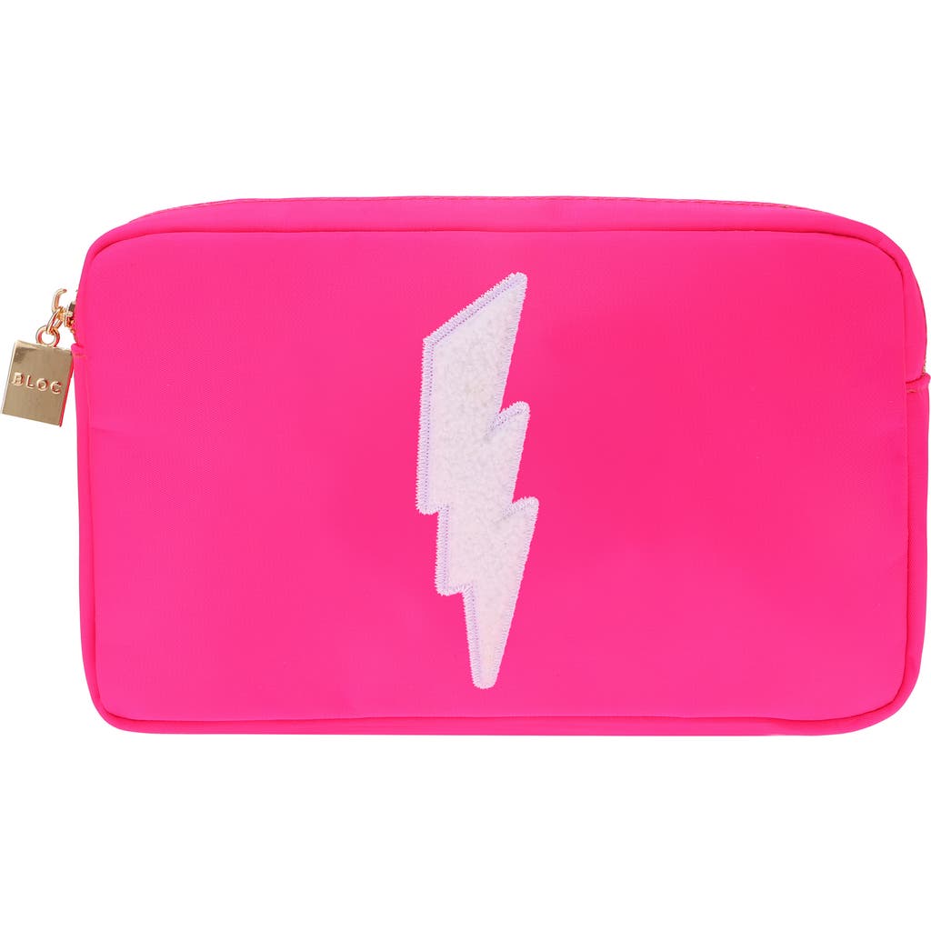Bloc Bags Medium Lightning Bolt Cosmetics Bag in Hot Pink  product